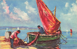 ARTS - Peintures Et Tableaux - L'embarquement Des Pêcheurs - Carte Postale Ancienne - Malerei & Gemälde