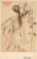 Jugendstil * CPA Illustrateur Art Nouveau Genre Kirchner * LA ROSE Femme Fleurs * Dos 1900 Précurseur Pub Gala Peter - Voor 1900