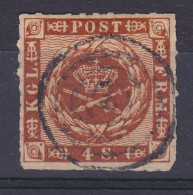 Denmark 1863 Mi. 9, 4 Skilling Kroninsignien Im Lorbeerkranz Wmk. 1 Y - Used Stamps