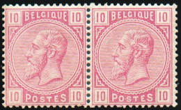 N°38(2) - 10 Centimes Rouge En Paire, Gomme Légèrement Brune, X/x. TB Centrages. - TB - 20283 - 1883 Leopold II