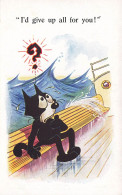 Chat Noir Humanisé * CPA Illustrateur * FELIX LE CHAT N°4928 Mer Bateau Tempête * Chats Black Cat Cats Katze Félix - Gatti