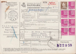 1962. DANMARK. Very Unusual Parcel Card (ADRESSEBREV) To Brugge/Belgium With 20 øre Frederik ... (Michel 402) - JF538139 - Brieven En Documenten