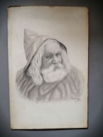 Portrait D'un Vieil Homme Pastel 1918 Signé A.V - Pasteles