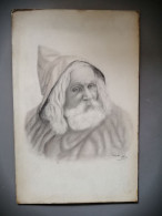 Portrait D'un Vieil Homme Pastel 1918 Signé A.V - Pastelli