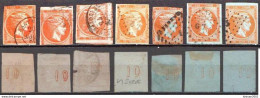 Greece 7 Used Stamps With Control Number, 10 Lepta - Oblitérés