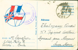 Guerre 40 CP FM Drapeaux France Grande-Bretagne Pologne Cachet COAA Centre Organisation Artillerie Automobile Vernon - Guerre De 1939-45