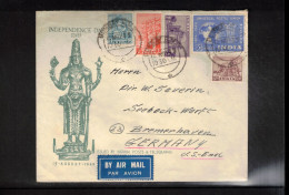 India 1949 Interesting Airmail Letter To Germany - Lettres & Documents