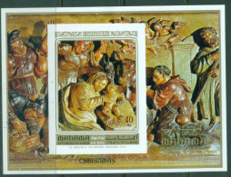 Manama 1972 Mi#MS174B Xmas, Romanesque Paintings & Carvings MS IMPERF MLH - Manama