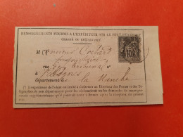 Sage 10ct Sur Demande De Renseignements D'un Chargé Ou Recommandé De Valognes Pour Paris En 1889  - N 133 - 1877-1920: Période Semi Moderne