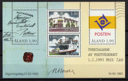 Martin Mörck. Aaland 1993. Own Postal Sovereignty.  Souvenir Sheet. Michel Bl.2 MNH. Signed. - Blokken & Velletjes