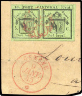 1843, Schweiz Kantone Genf, 1 Bogenrand, Briefst. - 1843-1852 Correos Federales Y Cantonales