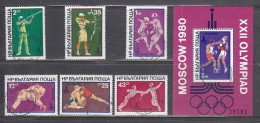 Bulgaria 1979 - Olympic Games, Moscow: Shooting, Strength Training, Fencing, Mi-Nr. 2853/58+Bl. 99, Used(O) - Used Stamps