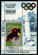 Sharjah 1968 Yvert ?, Mexico Olympic Games, Horse Riding - Miniature Sheet - MNH - Sharjah