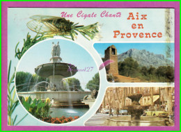 CP AIX EN PROVENCE 13 - Une Cigale Cigada Eine Grille Singt Multi Vue Fontaine Ste Victoire Le Cours Mirabeau Insecte - Aix En Provence