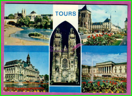 CP TOURS 37 - Multi Vue Cathedrale Illuminée Bord De La Loire Rue Nationale Plais De Justice - Tours