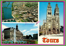 CP TOURS 37 - Multi Vue Generale Sur La Loire Et La Ville Hotel Cathedrale St Gatien - Tours