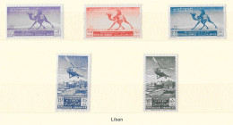 U.P.U. - Liban - 75e Anniversaire De L' U.P.U. - (5 Valeurs) - 1949 - Y & T N° 45 à 47** & PA 55 & PA 56** - Liban