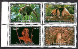 Panama 1996 Mammals Block Of 4V MNH - Panama