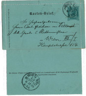 1894 Wien BESTELLT 40 3/1 (= Landstrasse) Auf Kartenbrief 3 Kreuzer K 15 Mit Rand - Carte-Lettere