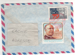 Timbres , Stamps " Telecom 79 ; Cardenal Antonio Samore " Sur Lettre , Cover , Mail Du 09/01/84 ( Scotch Au Verso ) - Chile