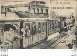 (XX) Carte Montage Gare Train Locomotive Voyageuse Voyageur. Un Bonjour COUDEKERQUE-BRANCHE 59 Carte Vierge - Coudekerque Branche