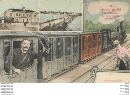 (XX) Carte Montage Gare Train Locomotive Voyageuse Voyageur. Un Bonjour Des PONTS-DE-CE 49 En 1908 - Les Ponts De Ce