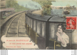 (XX) Gare Et Train Locomotive Voyageur Voyageuse. Je Pars De 13 MARSEILLE 1908 - Stazione, Belle De Mai, Plombières