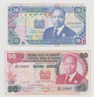 2 Billets Du Kenya 20 Twenty Shillings 1994 Et 50 Fifty Shillings 1987 - Kenya