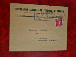 Devant De Lettre 1956 Cooperative Agricole De Céréales De FLAMME Verdun POUR MOULIN KIRCHER EBERSHEIM - Altri & Non Classificati