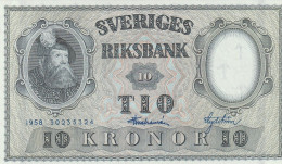 SWEDEN 10 Kronor, 1958,  P-43  UNC - Svezia