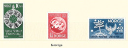 U.P.U. - Norvège - 75e Anniversaire De L' U.P.U. - (3 Valeurs) - 1949  - Y & T N° 314 à 316** - Nuovi