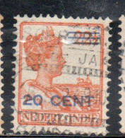 DUTCH INDIA INDIE INDE NEDERLANDS HOLLAND OLANDESE NETHERLANDS INDIES 1922 SURCHARGED QUEEN WILHELMINA 20c On22 1/2 USED - Nederlands-Indië