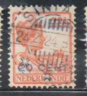 DUTCH INDIA INDIE INDE NEDERLANDS HOLLAND OLANDESE NETHERLANDS INDIES 1922 SURCHARGED QUEEN WILHELMINA 20c On22 1/2 USED - Nederlands-Indië