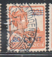 DUTCH INDIA INDIE INDE NEDERLANDS HOLLAND OLANDESE NETHERLANDS INDIES 1922 SURCHARGED QUEEN WILHELMINA 20c On22 1/2 USED - Nederlands-Indië