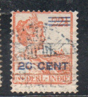 DUTCH INDIA INDIE INDE NEDERLANDS HOLLAND OLANDESE NETHERLANDS INDIES 1937 SURCHARGED QUEEN WILHELMINA 20c On22 1/2 USED - Nederlands-Indië