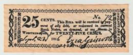 Banknote 1816 Worthington Ohio 25 Cent Signed By Ezra Griswold (Copy) VF - Other & Unclassified