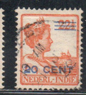 DUTCH INDIA INDIE INDE NEDERLANDS HOLLAND OLANDESE NETHERLANDS INDIES 1922 SURCHARGED QUEEN WILHELMINA 20c On22 1/2 USED - Nederlands-Indië