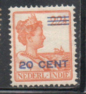 DUTCH INDIA INDIE INDE NEDERLANDS HOLLAND OLANDESE NETHERLANDS INDIES 1922 SURCHARGED QUEEN WILHELMINA 20c On22 1/2 MH - Nederlands-Indië