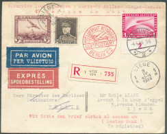 N°322 + PA N°4 Obl. Sc LIEGE 1 Le 3-IV-1934 En Affranchissement Mixte Avec ALLEMAGNE PA 1 Mark. (bdf Avec Chiffre 2) Obl - Posta Aerea & Zeppelin