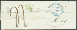 Lettre De BRUXELLES Le 27 Janvier 1846 + Boîte H De XL Et Griffe Verte SR Vers Mons. - TB - 21765 - 1830-1849 (Belgique Indépendante)