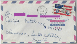 USA United States 1978 Airmail Cover Sent From San Sebastian To Blumenau Brazil Stamp Airplane Flag Earth Globe - 3c. 1961-... Covers