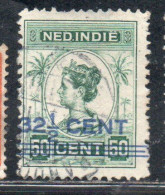 DUTCH INDIA INDIE INDE NEDERLANDS HOLLAND OLANDESE NETHERLANDS INDIES 1922 SURCHARGED QUEEN WILHELMINA 32 1/2on 50c USED - Nederlands-Indië