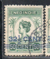 DUTCH INDIA INDIE INDE NEDERLANDS HOLLAND OLANDESE NETHERLANDS INDIES 1922 SURCHARGED QUEEN WILHELMINA 32 1/2on 50c USED - Nederlands-Indië