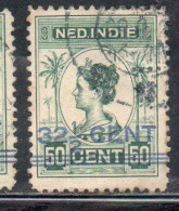 DUTCH INDIA INDIE INDE NEDERLANDS HOLLAND OLANDESE NETHERLANDS INDIES 1922 SURCHARGED QUEEN WILHELMINA 32 1/2on 50c USED - Nederlands-Indië