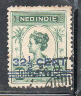 DUTCH INDIA INDIE INDE NEDERLANDS HOLLAND OLANDESE NETHERLANDS INDIES 1922 SURCHARGED QUEEN WILHELMINA 32 1/2on 50c USED - Nederlands-Indië