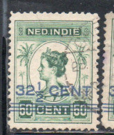 DUTCH INDIA INDIE INDE NEDERLANDS HOLLAND OLANDESE NETHERLANDS INDIES 1922 SURCHARGED QUEEN WILHELMINA 32 1/2on 50c USED - Nederlands-Indië