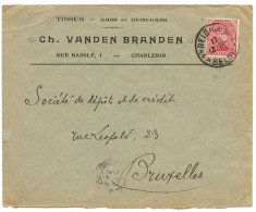 BELGIQUE - COB 138 SIMPLE CERCLE BILINGUE 4 * BELGIQUE * 4  SUR LETTRE DE CHARLEROI, 1919 - Storia Postale