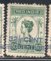 DUTCH INDIA INDIE INDE NEDERLANDS HOLLAND OLANDESE NETHERLANDS INDIES 1922 SURCHARGED QUEEN WILHELMINA 32 1/2on 50c USED - Nederlands-Indië