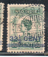 DUTCH INDIA INDIE INDE NEDERLANDS HOLLAND OLANDESE NETHERLANDS INDIES 1922 SURCHARGED QUEEN WILHELMINA 32 1/2on 50c USED - Nederlands-Indië
