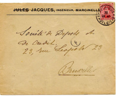 BELGIQUE - COB 138 SIMPLE CERCLE BILINGUE 3 * BELGIQUE * 3  SUR LETTRE DE MARCINELLE, 1919 - Lettres & Documents